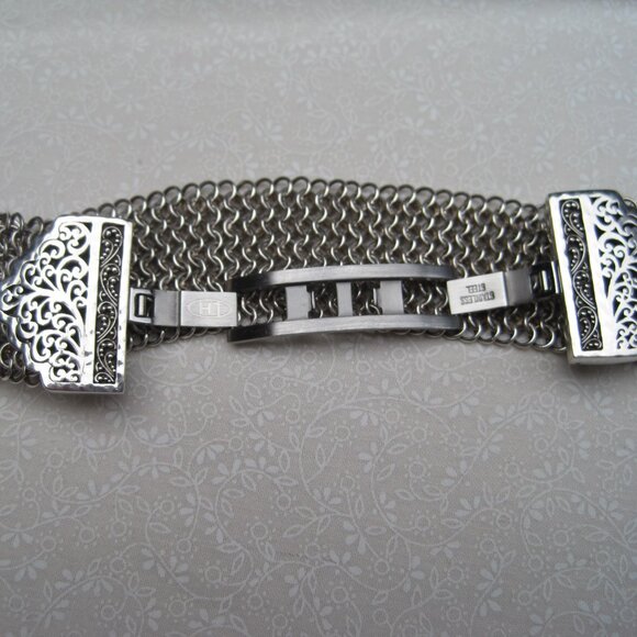 Lois Hill bracelet sterling chainmail bracelet with stainless steel snap closure - Picture 5 of 9